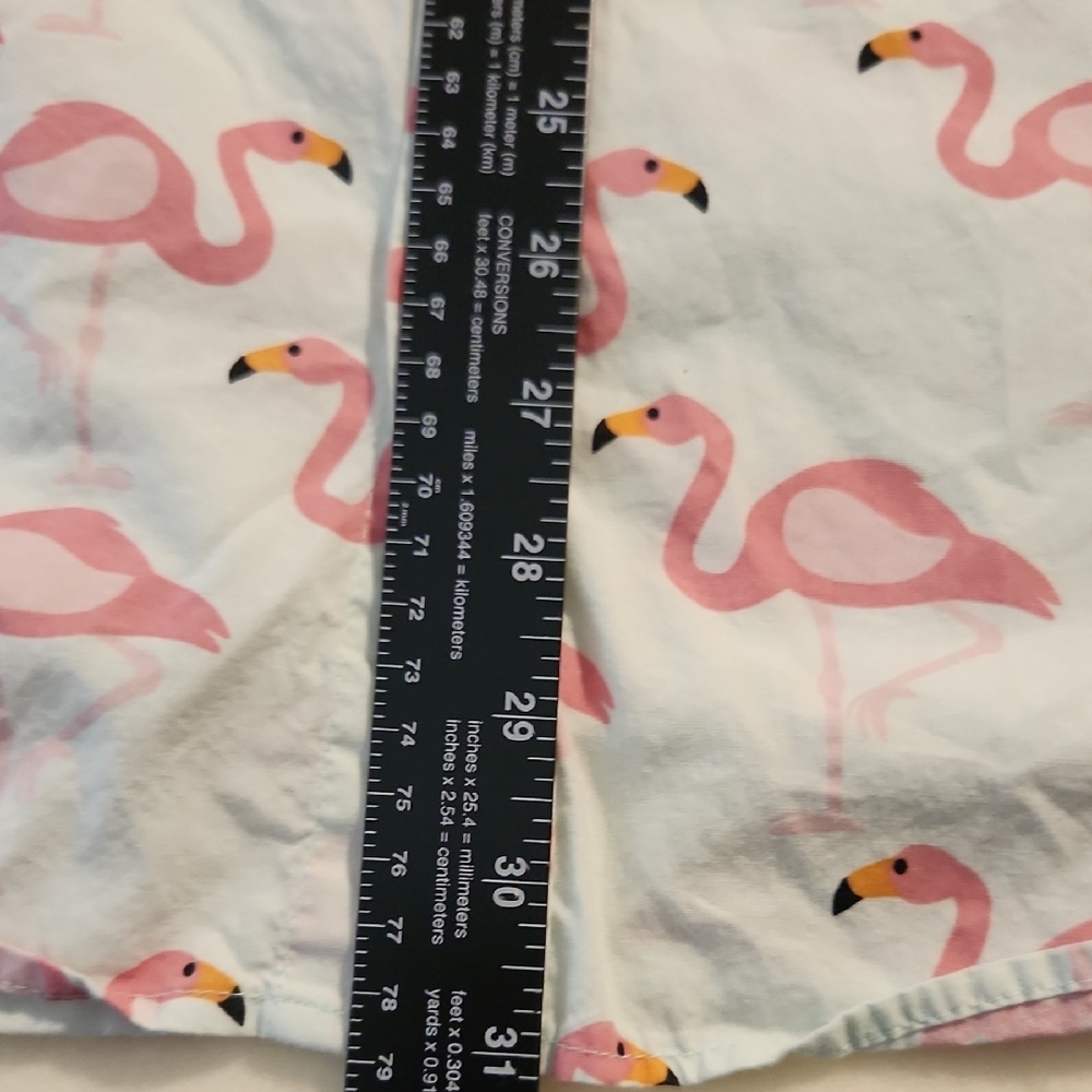 Super Massive Flamingo Print Short Sleeve Button Down Shirt - Picture 6 of 6